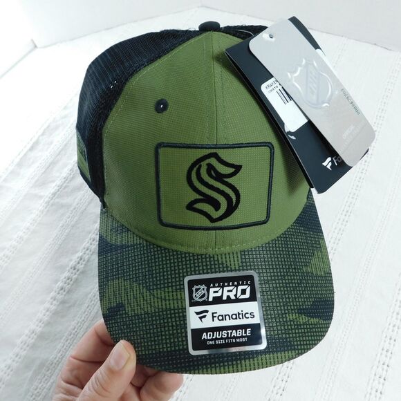 NEW NHL Seattle Kraken Hat & Coaster Lot Fanatics Military Camo Green Snapback - Picture 14 of 15